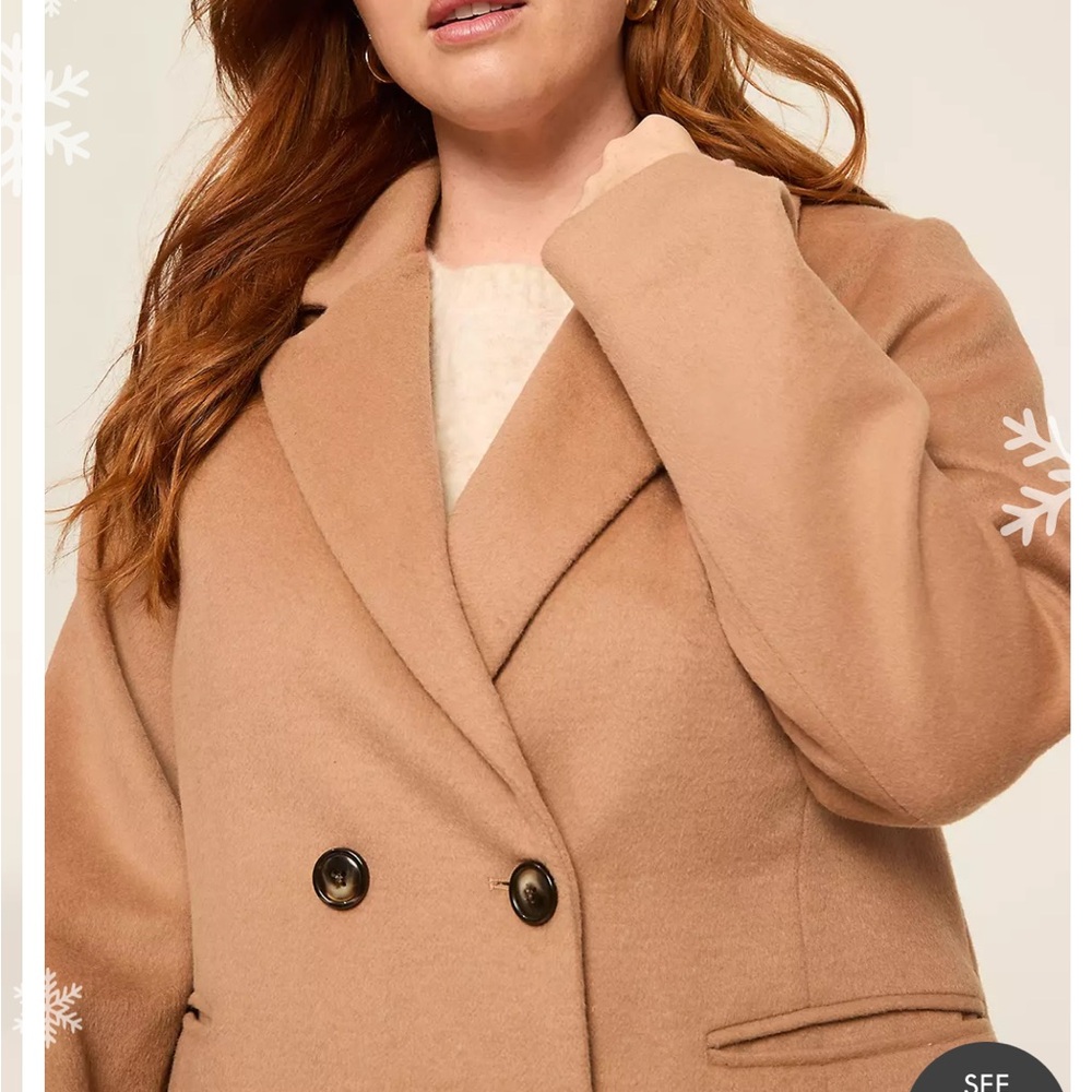 Lane Bryant Tan Double-Breasted Coat - Picture 3 of 3